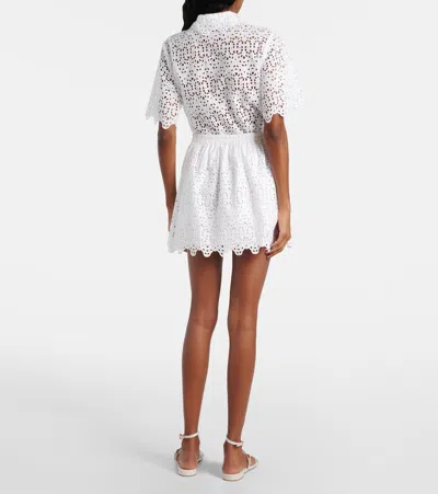 Frame The Deco Scalloped Broderie Anglaise Cotton-poplin Mini Skirt In White