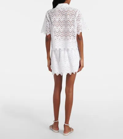 Frame The Deco Scalloped Broderie Anglaise Cotton Blouse In Animal Print