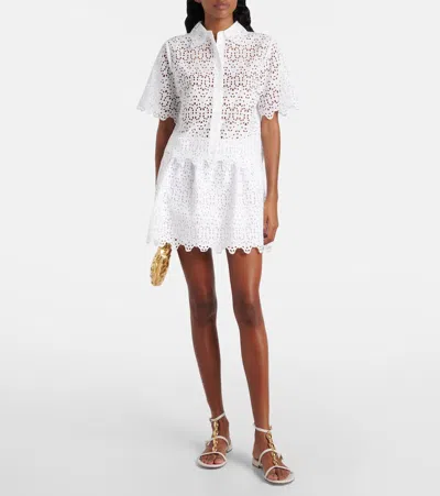 Frame The Deco Scalloped Broderie Anglaise Cotton Blouse In Animal Print