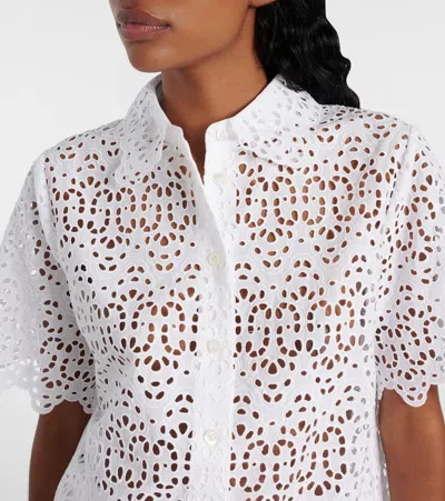 Frame The Deco Scalloped Broderie Anglaise Cotton Blouse In Animal Print