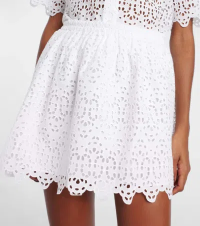 Frame The Deco Scalloped Broderie Anglaise Cotton-poplin Mini Skirt In White