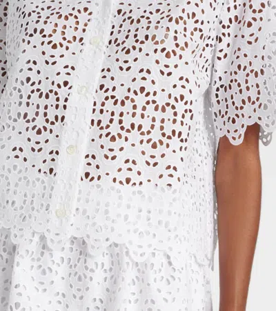 Frame The Deco Scalloped Broderie Anglaise Cotton Blouse In Animal Print