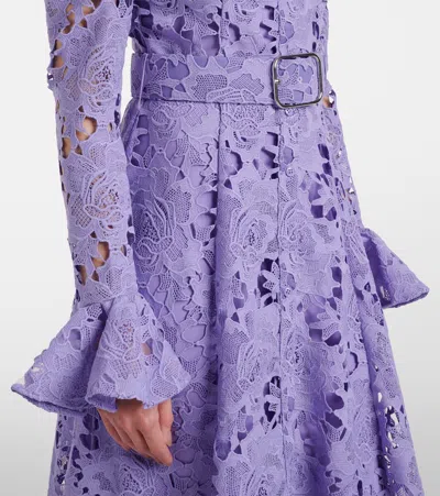 Leo Lin Aliyah Floral Ruffled Lace Midi Dress In Purple