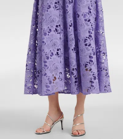 Leo Lin Aliyah Floral Ruffled Lace Midi Dress In Purple
