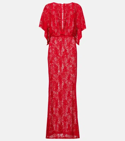 Norma Kamali Obie Lace Gown In Red