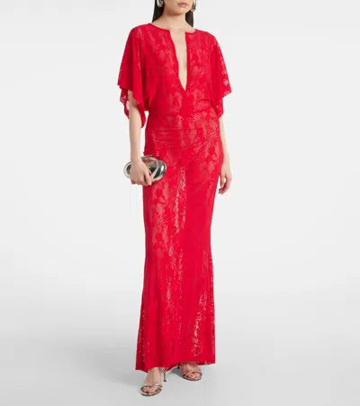 Norma Kamali Obie Lace Gown In Red