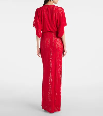 Norma Kamali Obie Lace Gown In Red