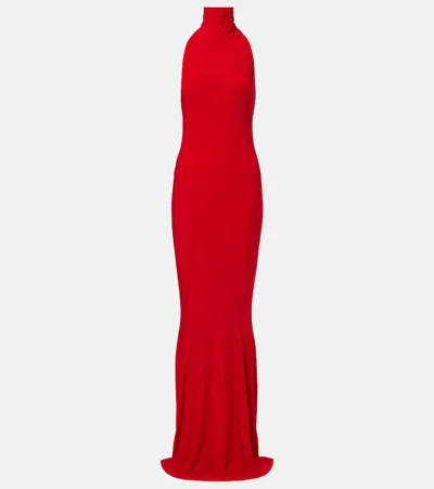 Norma Kamali Flared Dress With American Neckline In Red