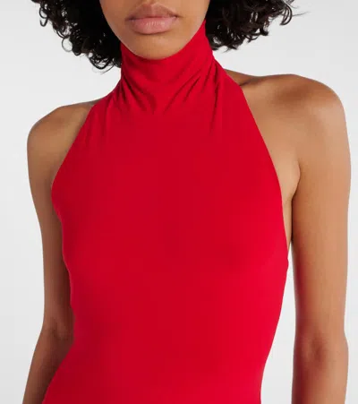 Norma Kamali Flared Dress With American Neckline In Red