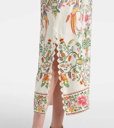 Farm Rio Delicate Forest Scalloped-hem Bird-print Maxi Dress In Multi