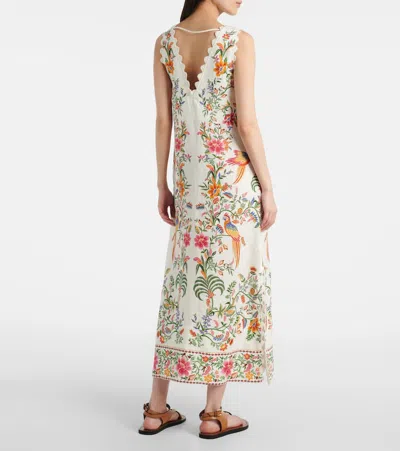 Farm Rio Delicate Forest Scalloped-hem Bird-print Maxi Dress In Multi