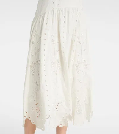 Farm Rio Womens Richilieu Embroidered Linen-blend Midi Dress Off-white Xs