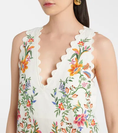 Farm Rio Delicate Forest Scalloped-hem Bird-print Maxi Dress In Multi