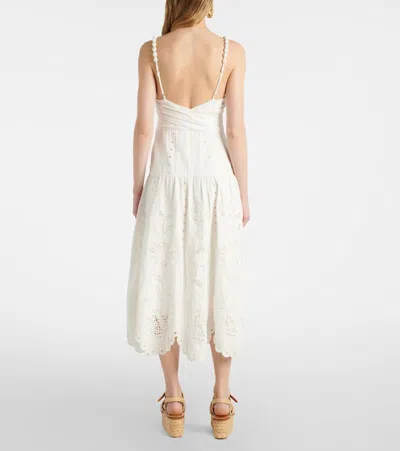 Farm Rio Womens Richilieu Embroidered Linen-blend Midi Dress Off-white Xs
