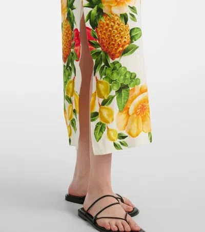 Farm Rio Off-white Picnic Flowers Euroflax Premium Linen Maxi Dress