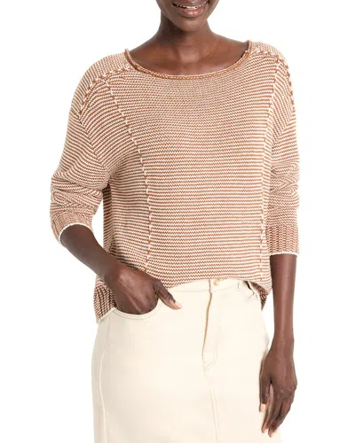 Nic + Zoe Striped Seamed Cotton Cord Sweater