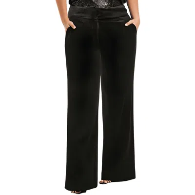 Calvin Klein Plus Womens High-rise Velvet Wide Leg Pants