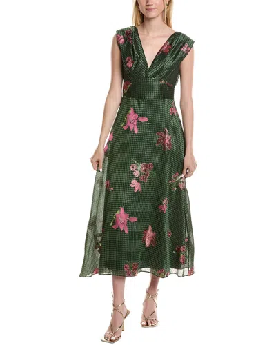 Lela Rose Linen & Silk-blend Off-the-shoulder Dress