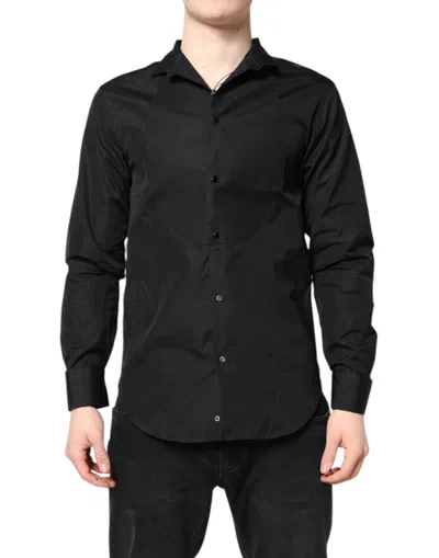 Pre-owned Emporio Armani Cotton Long Sleeves Men Formal Dress Men's Shirt () In Black
