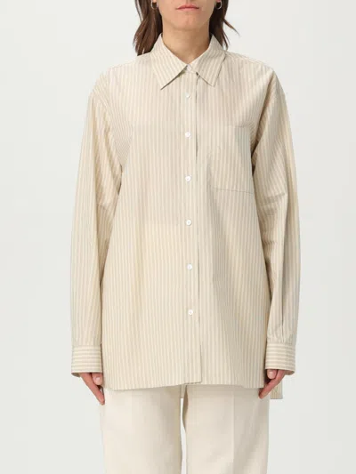 The Row Pocketed Striped Long Sleeve Shirt In Neutral