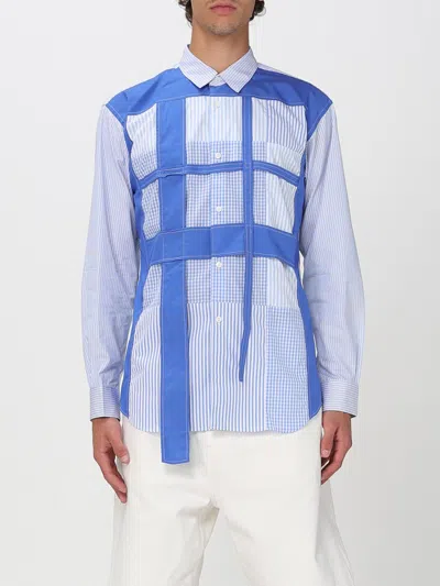 Comme Des Garçons Shirt Striped Patchwork Button-down Collar