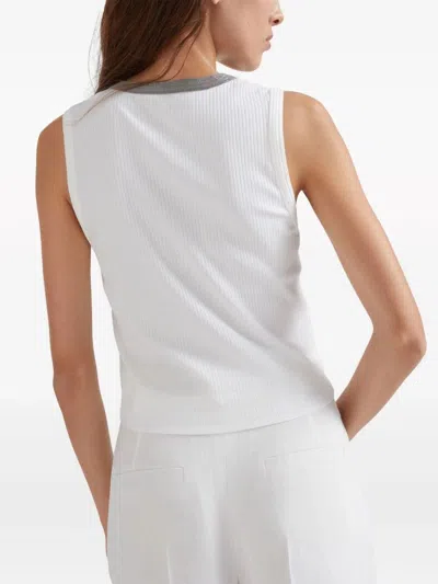 Brunello Cucinelli White Cotton Blend Top