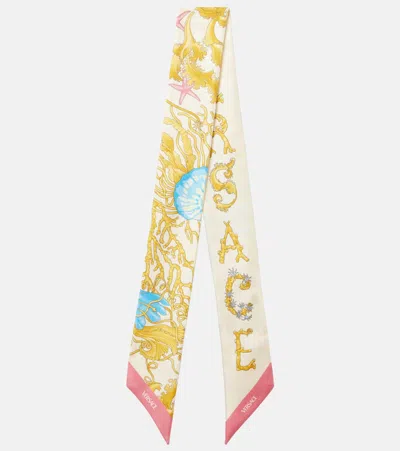 Versace Underwater Baroque Silk Scarf Tie Accessories In Neutral