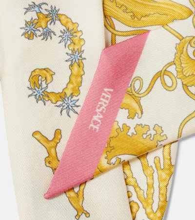 Versace Underwater Baroque Silk Scarf Tie Accessories In Neutral