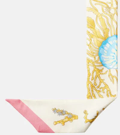 Versace Underwater Baroque Silk Scarf Tie Accessories In Neutral