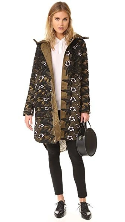 Shop Self-portrait Lace Parka In Multi