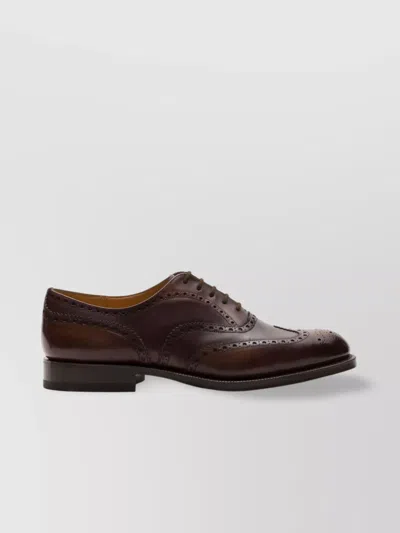 Church's Almond Toe Leather Sole Brogue Detailing In Brown