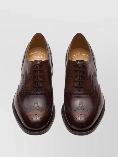 Church's Almond Toe Leather Sole Brogue Detailing In Brown