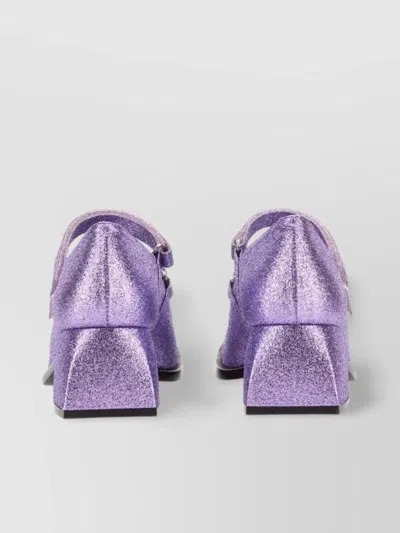Nodaleto Glitter Double Strap Sandals With Block Heel