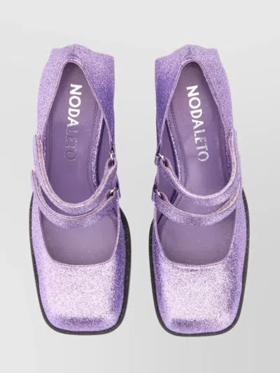 Nodaleto Glitter Double Strap Sandals With Block Heel