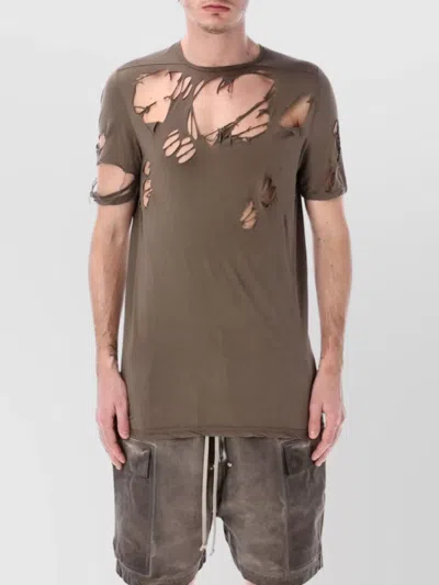 Rick Owens Drkshdw Distressed Longline Round Neck T-shirt