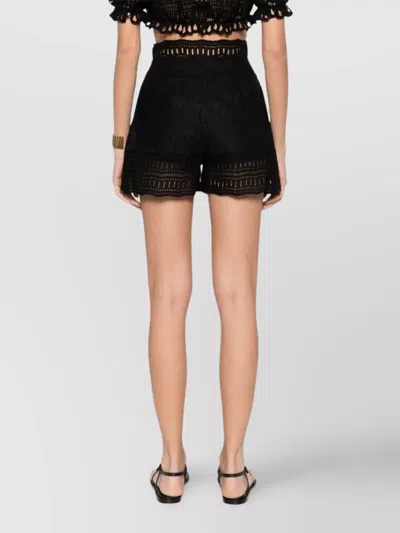 Ermanno Scervino Lace Shorts High-waisted Scalloped Hem In Black