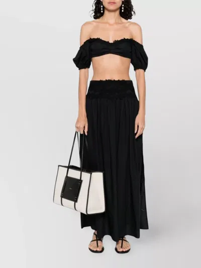 Ermanno Scervino Lace Detail Cropped Cotton Top In Black