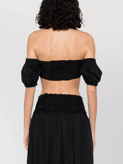 Ermanno Scervino Lace Detail Cropped Cotton Top In Black