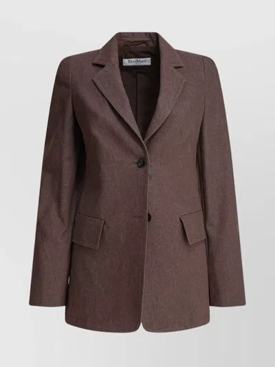 Max Mara Structured Single-breasted Jacket Flap Pockets In Brown