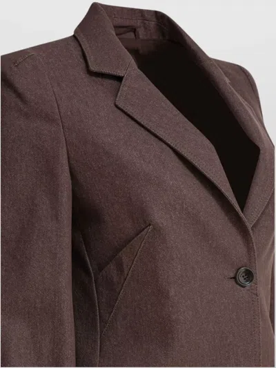 Max Mara Structured Single-breasted Jacket Flap Pockets In Brown