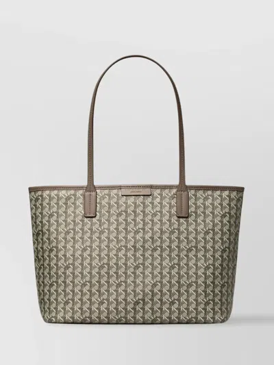 Tory Burch Ever Ready Grey Tote Bag With Logo Patch On The Front And All-over Double T Motif In Cotton Woman