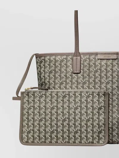Tory Burch Ever Ready Grey Tote Bag With Logo Patch On The Front And All-over Double T Motif In Cotton Woman