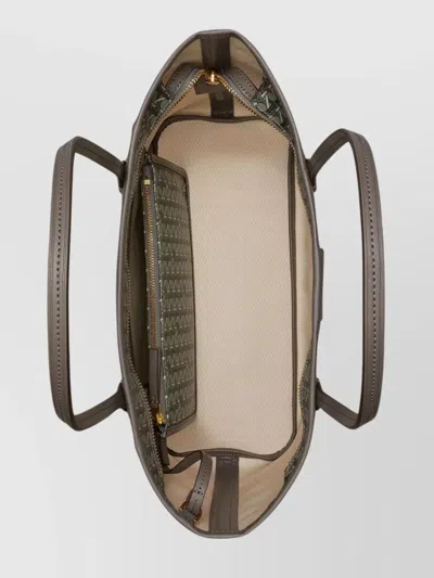 Tory Burch Ever Ready Grey Tote Bag With Logo Patch On The Front And All-over Double T Motif In Cotton Woman