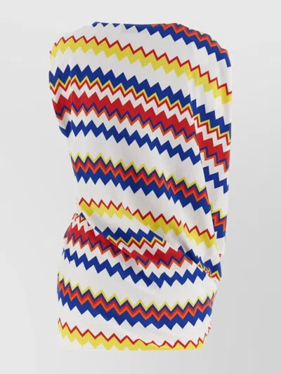 Missoni Zigzag Pattern Sleeveless Draped Back Dress In Multi
