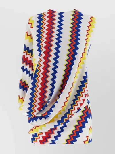 Missoni Zigzag Pattern Sleeveless Draped Back Dress In Multi