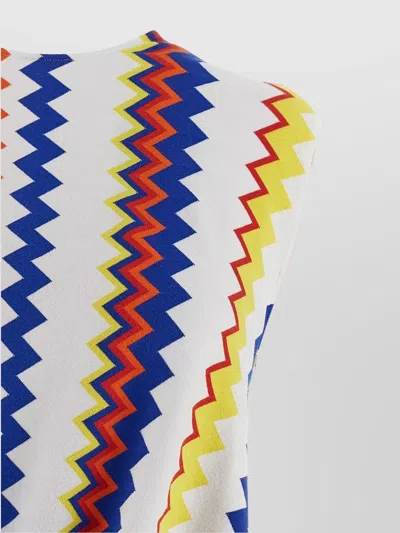 Missoni Zigzag Pattern Sleeveless Draped Back Dress In Multi