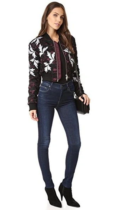 Shop Self-portrait Lace Bomber Jacket In Multi