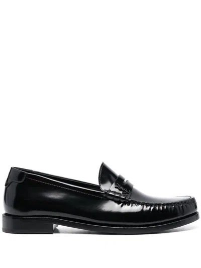 Saint Laurent Cassandre Patent Leather Loafers In Black