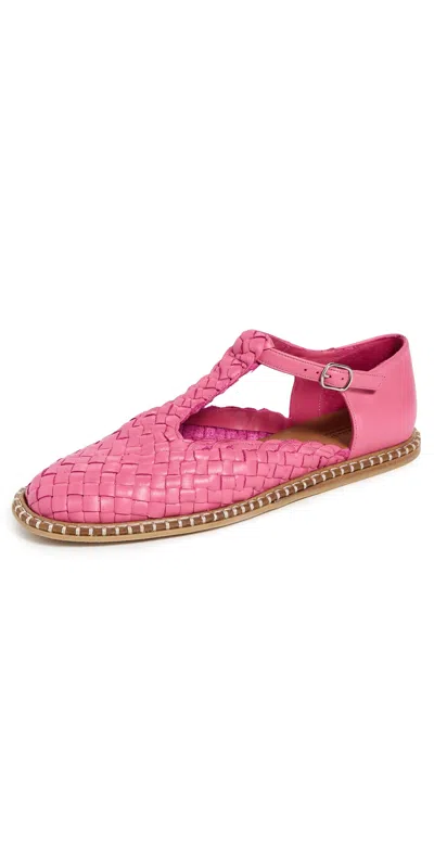 Naguisa Fragaria Woven Flats Pink In Pink