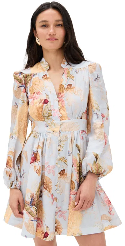 Zimmermann Ascension Linen Plunge Mini Dress In White